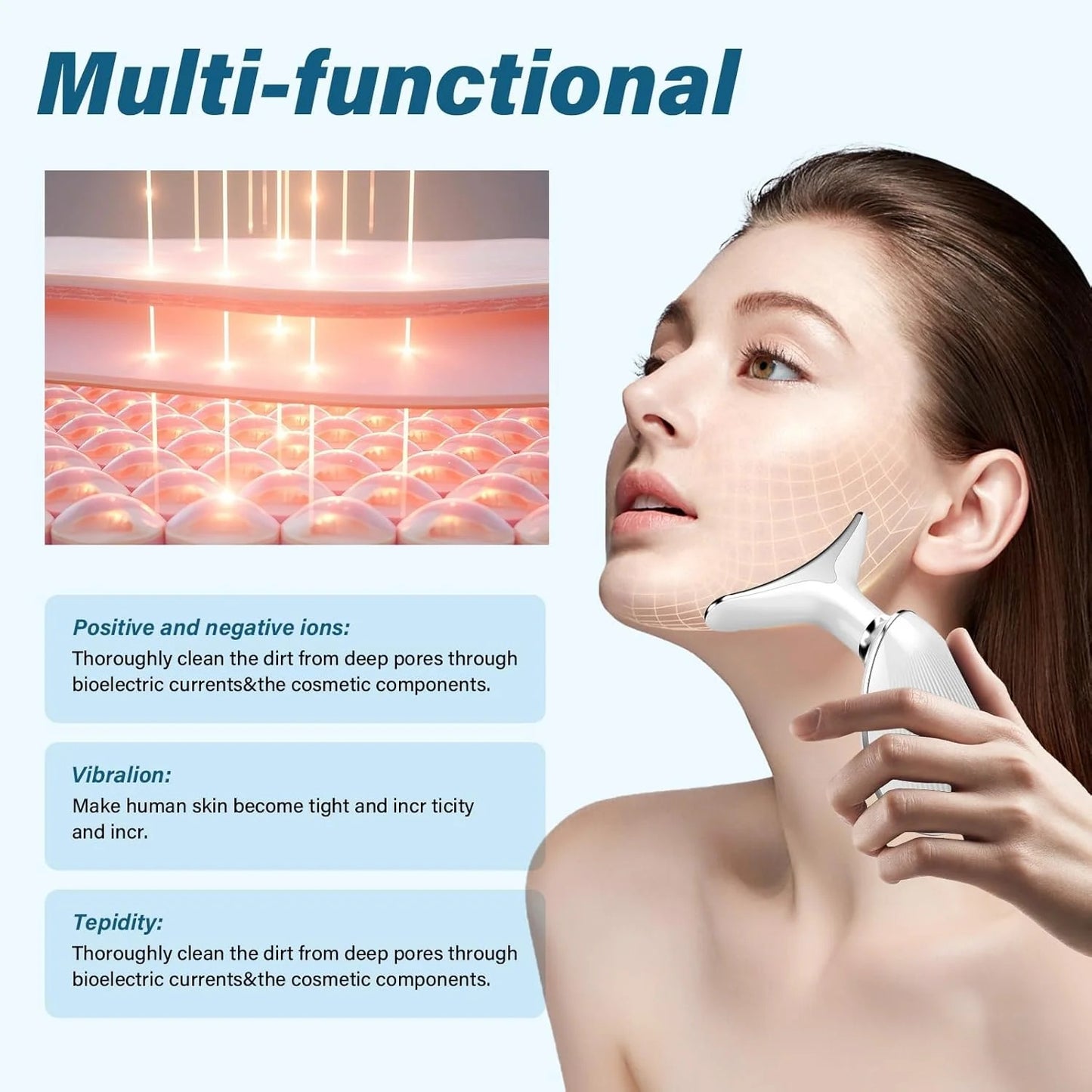 ES-1081 Massager Intense Pulsed Light Wrinkles Reducing Instrument - ESX - Anti Ageing & Reduces Puffiness | Face Massager For Fine Line & Wrinkles - Random Color