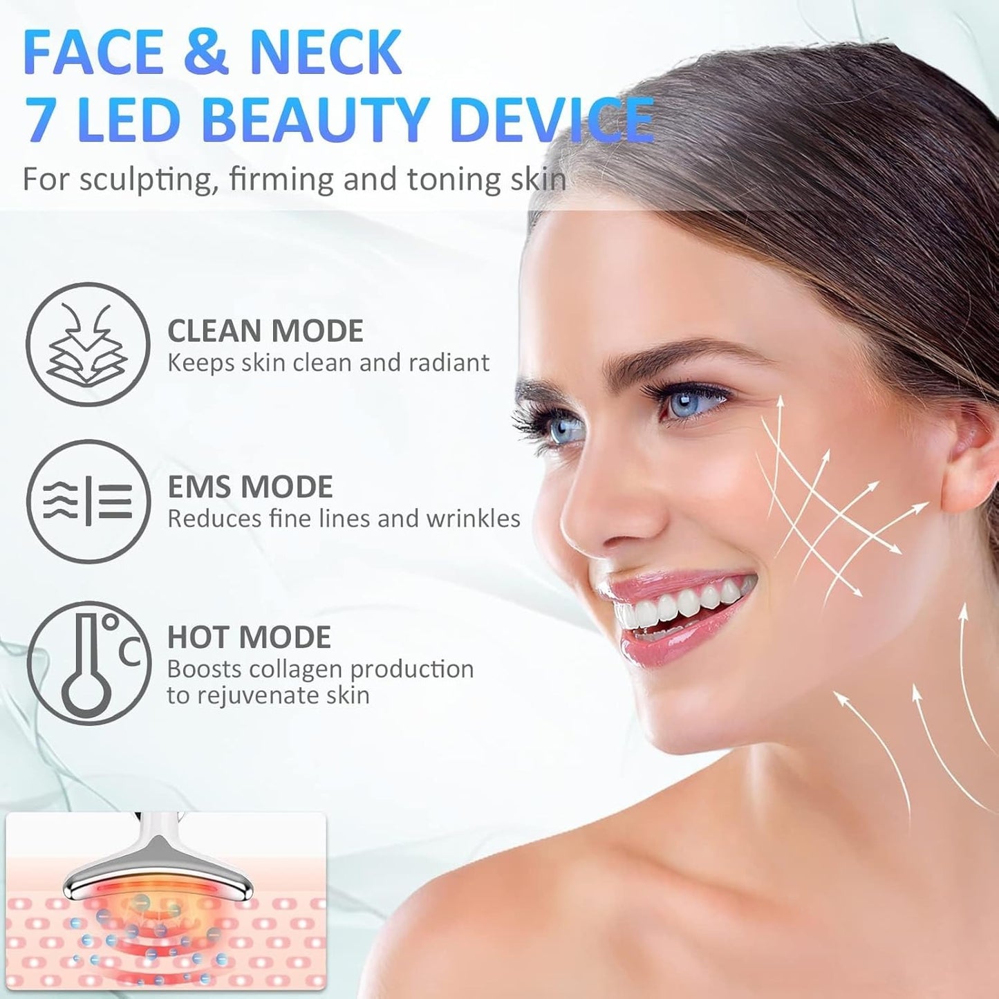 ES-1081 Massager Intense Pulsed Light Wrinkles Reducing Instrument - ESX - Anti Ageing & Reduces Puffiness | Face Massager For Fine Line & Wrinkles - Random Color